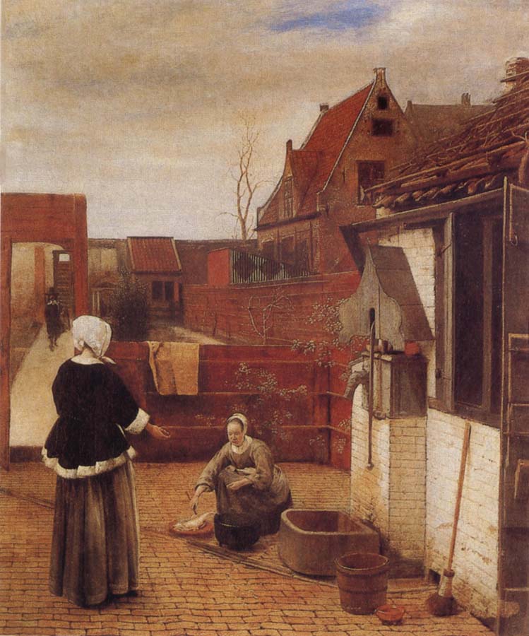 Pieter de Hooch A Woman and her Maid in  Courtyard